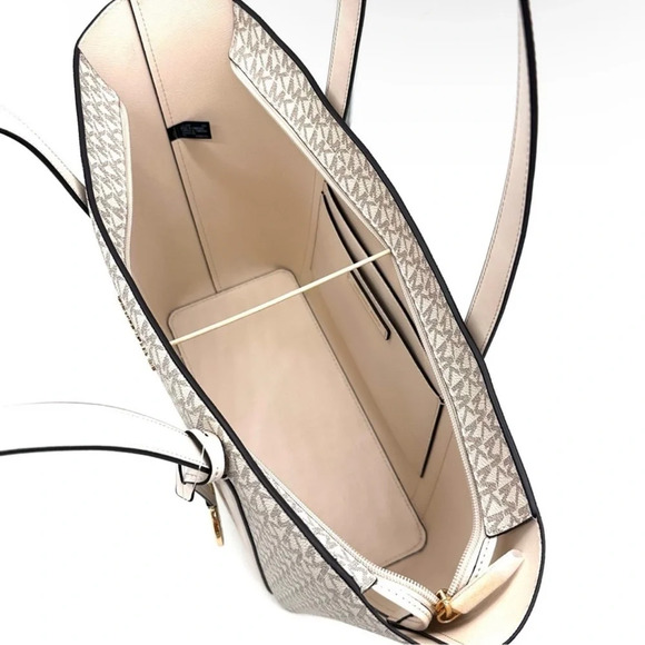 Michael Kors Pratt Large Signature Logo Tote Bag Light Cream Multi - Picture 8 of 11